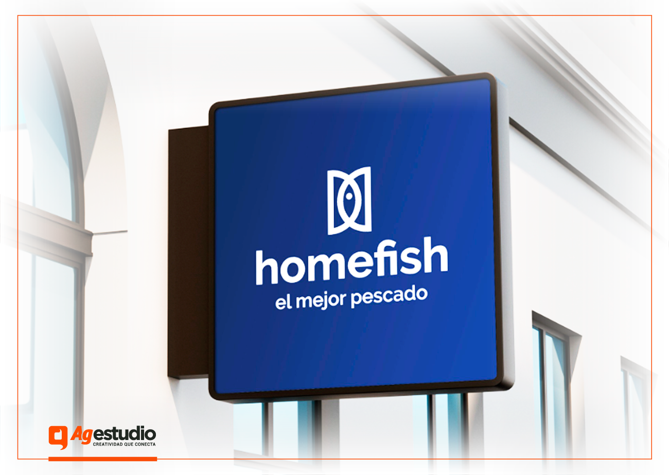 Sistema de identidad visual marca Homefish: branding estratégico diseñado desde el origen para aplicaciones físicas y digitales - AG Estudio